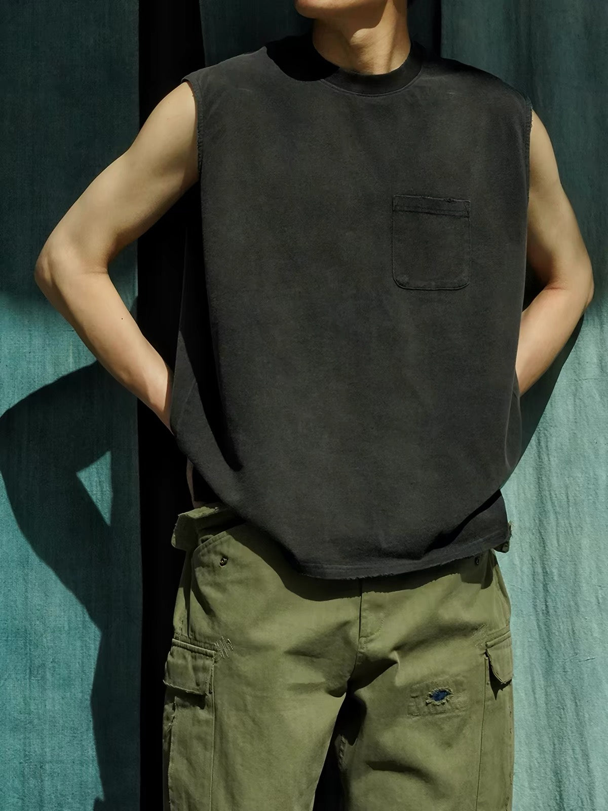 Vintage Washed Distressed Pocket Tank