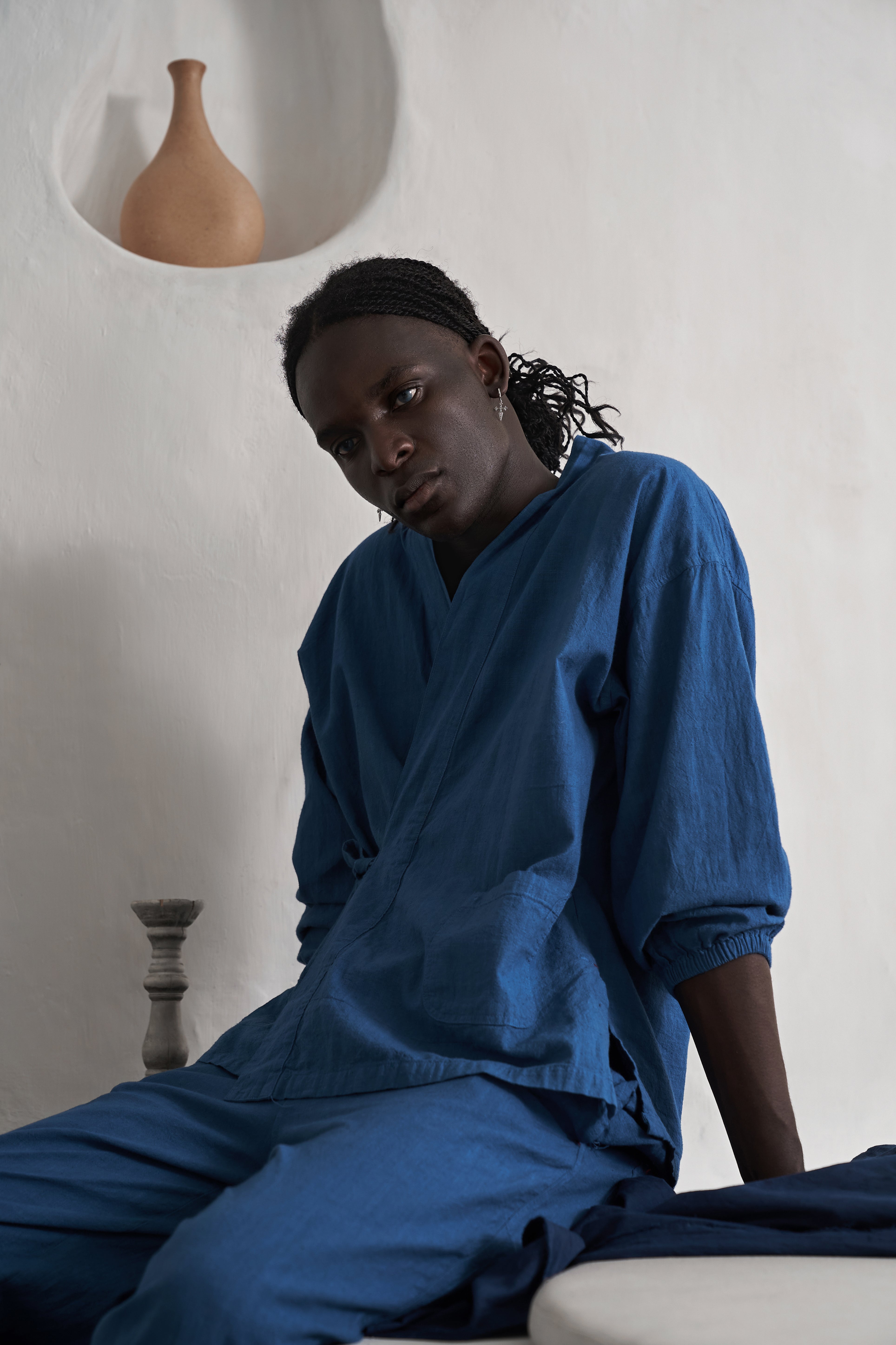 Indigo Dye Basic Lounge Haori Jacket | Judo-Inspired Comfort