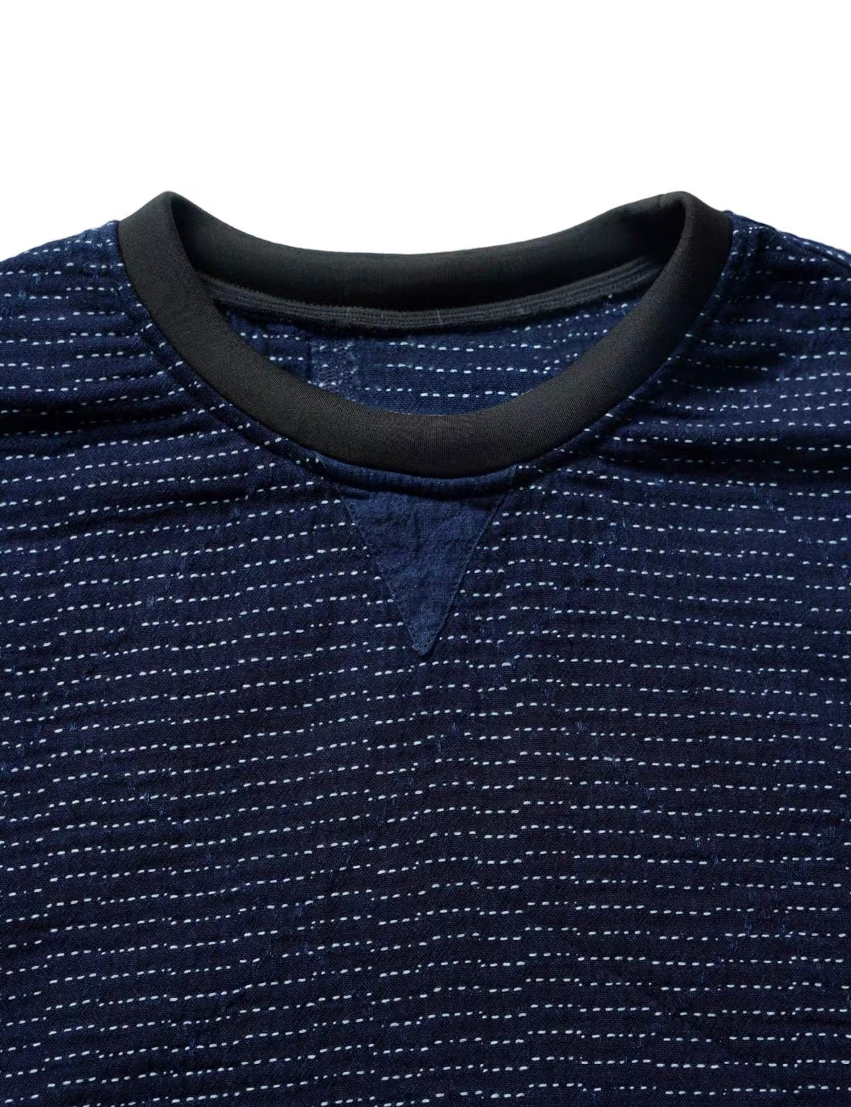 Indigo Dye Running Stitch Sashiko Crewneck