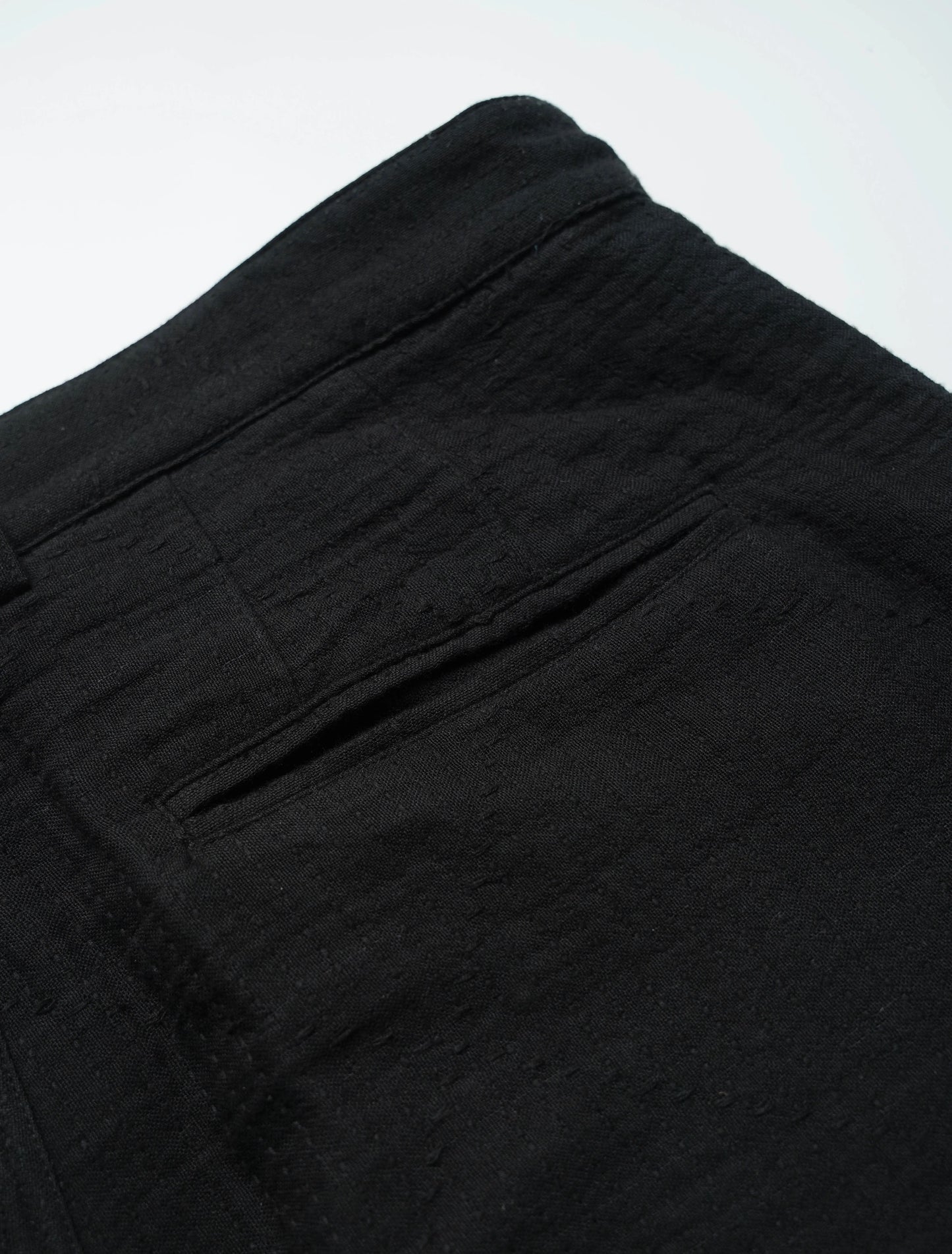 Black Sashiko Ankle Shorts