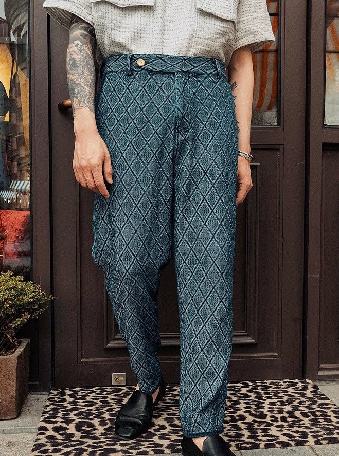 Indigo Dye Jacquard Pants