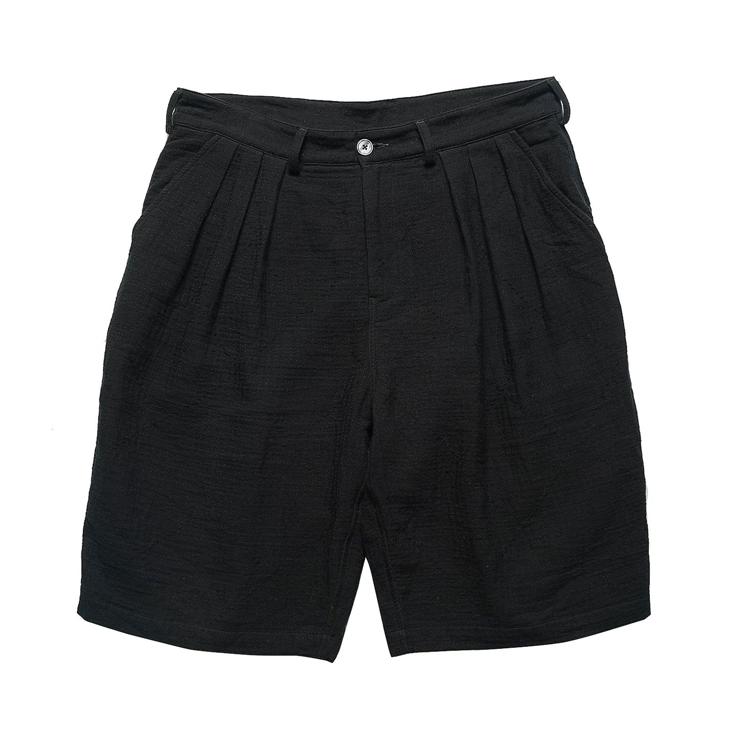 Black Sashiko Ankle Shorts