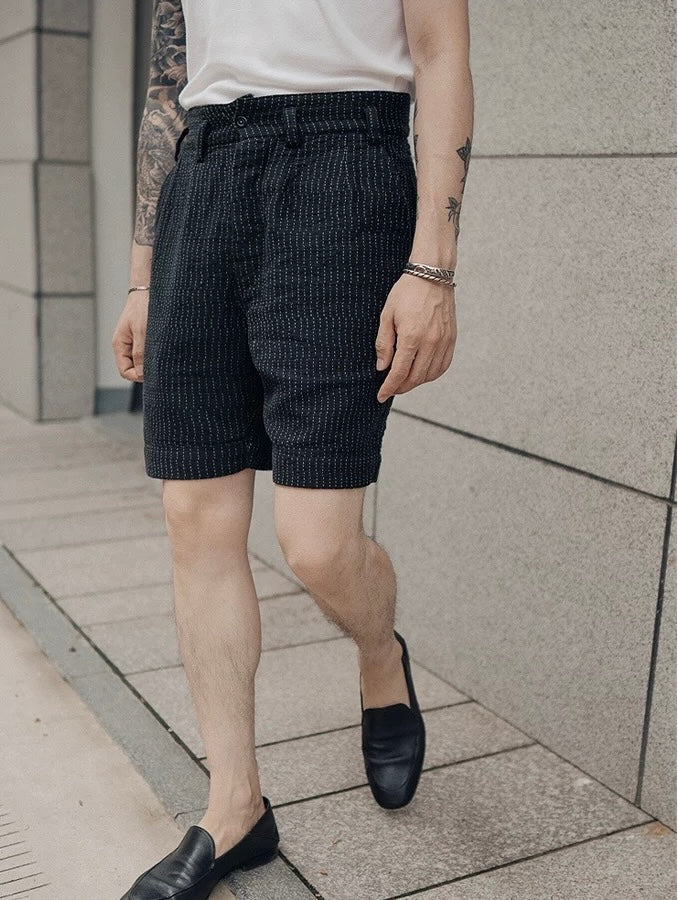 Black Sashiko French Shorts