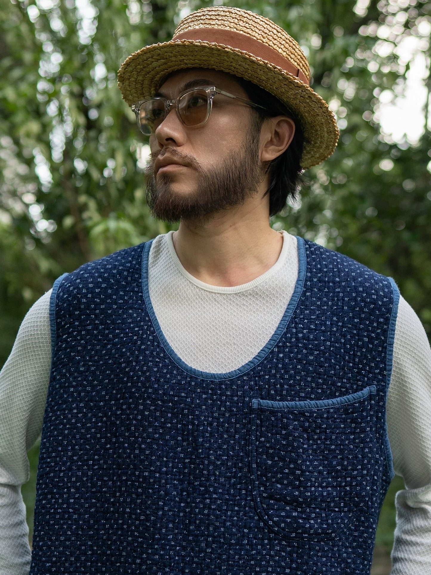 Indigo Dye Sashiko City Vest