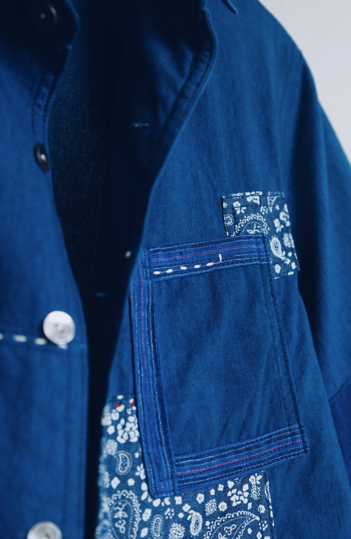 Indigo Dye Kofu Patchwork Aloha Shirt