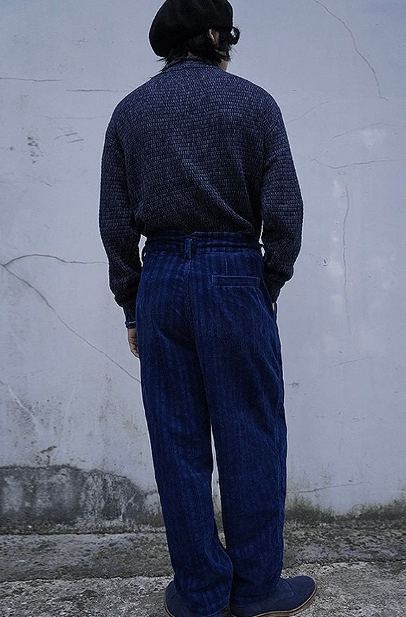 Indigo Dye Corduroy Pants