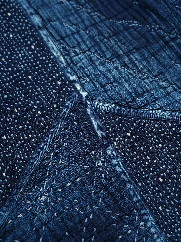 Dark Indigo Dye Sashiko Starry Night Sweatshirt
