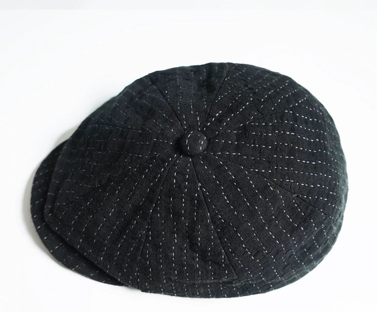 Black Sashiko Newsboy Cap