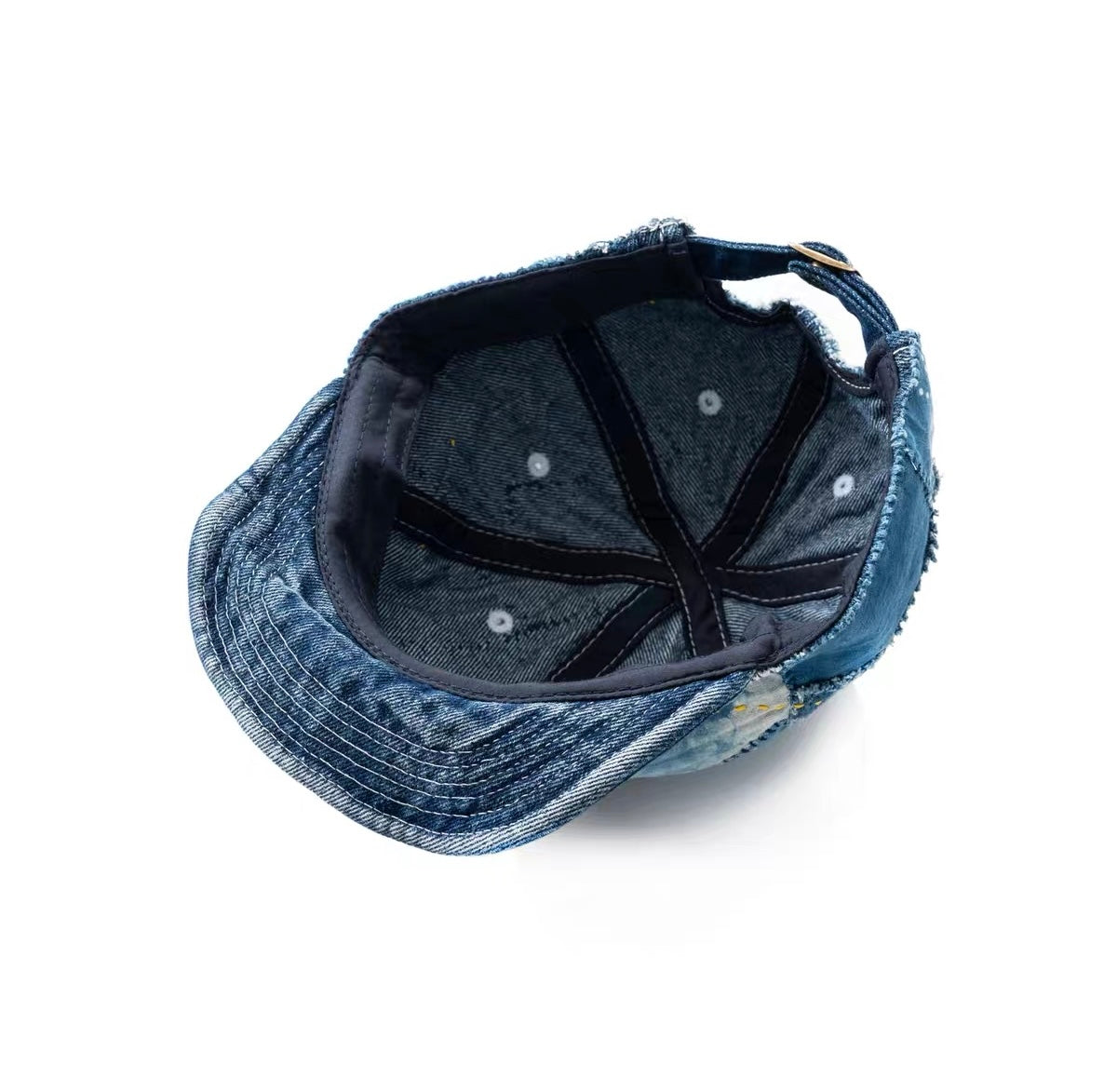 Indigo Dye Patchwork Short Brim Baseball Cap