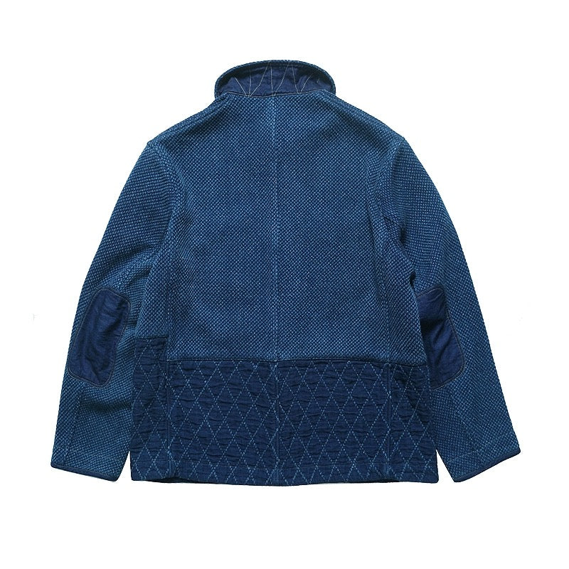 Indigo Dye Patchwork Sashiko 4 Pockets Worker Coat