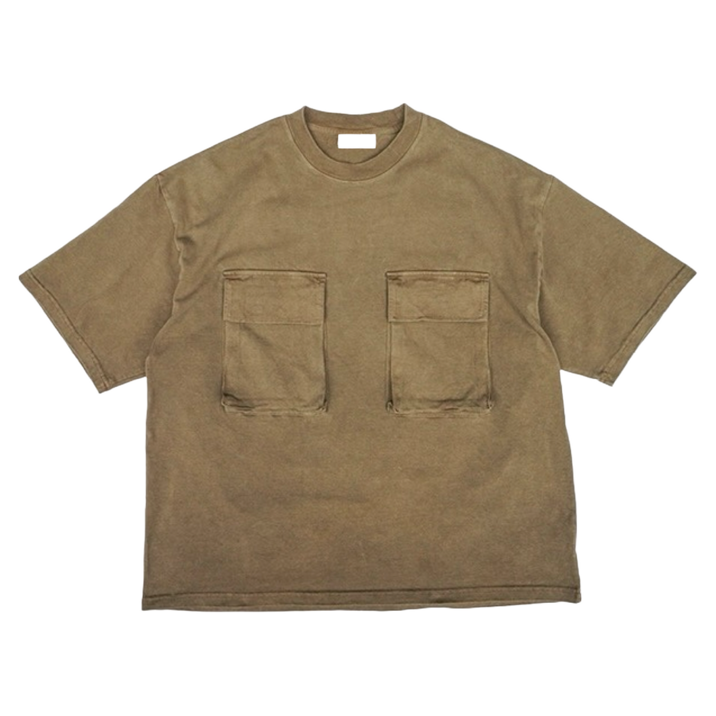 Walnut Shells Extract Dye Double Pockets T-Shirt