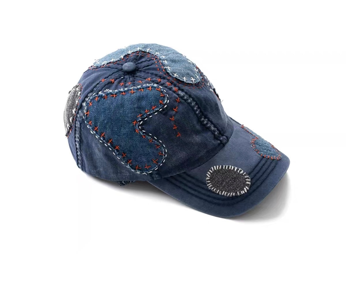 Indigo Dye Boro Patchwork Sashiko Cap