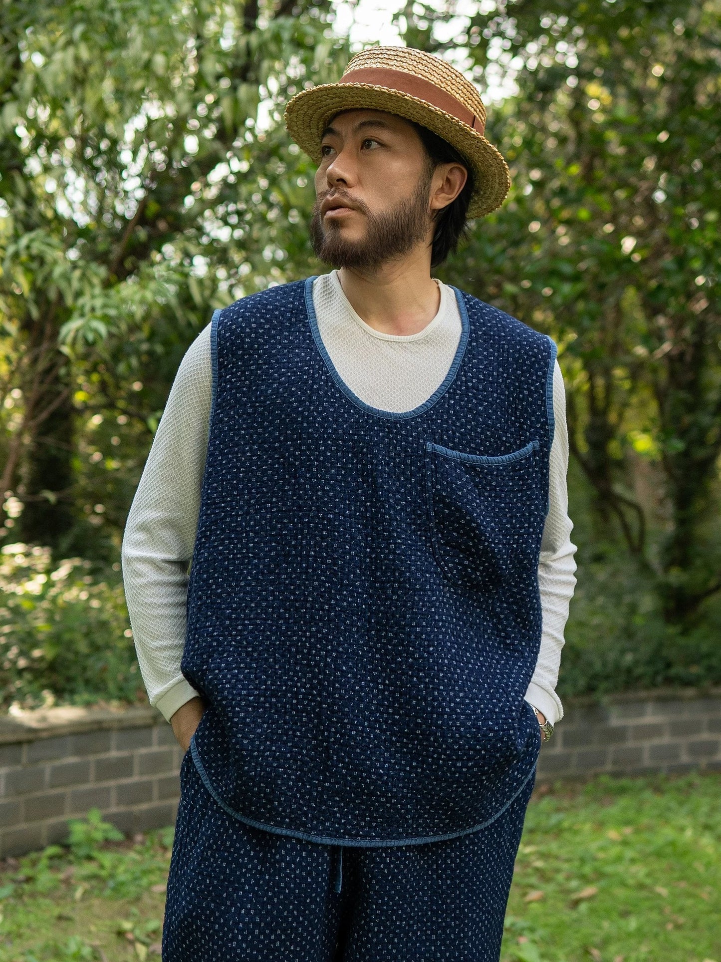 Indigo Dye Sashiko City Vest