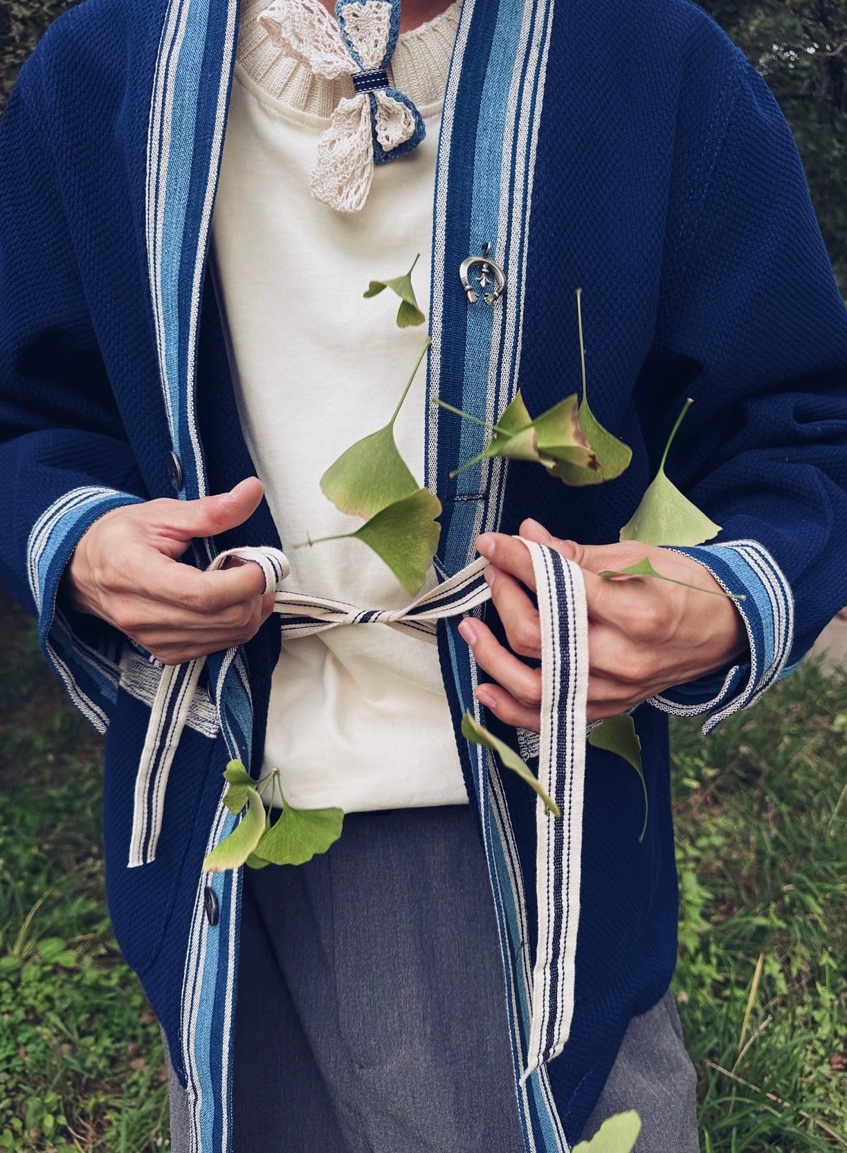Indigo Dye Patchwork Sashiko Haori Jacket