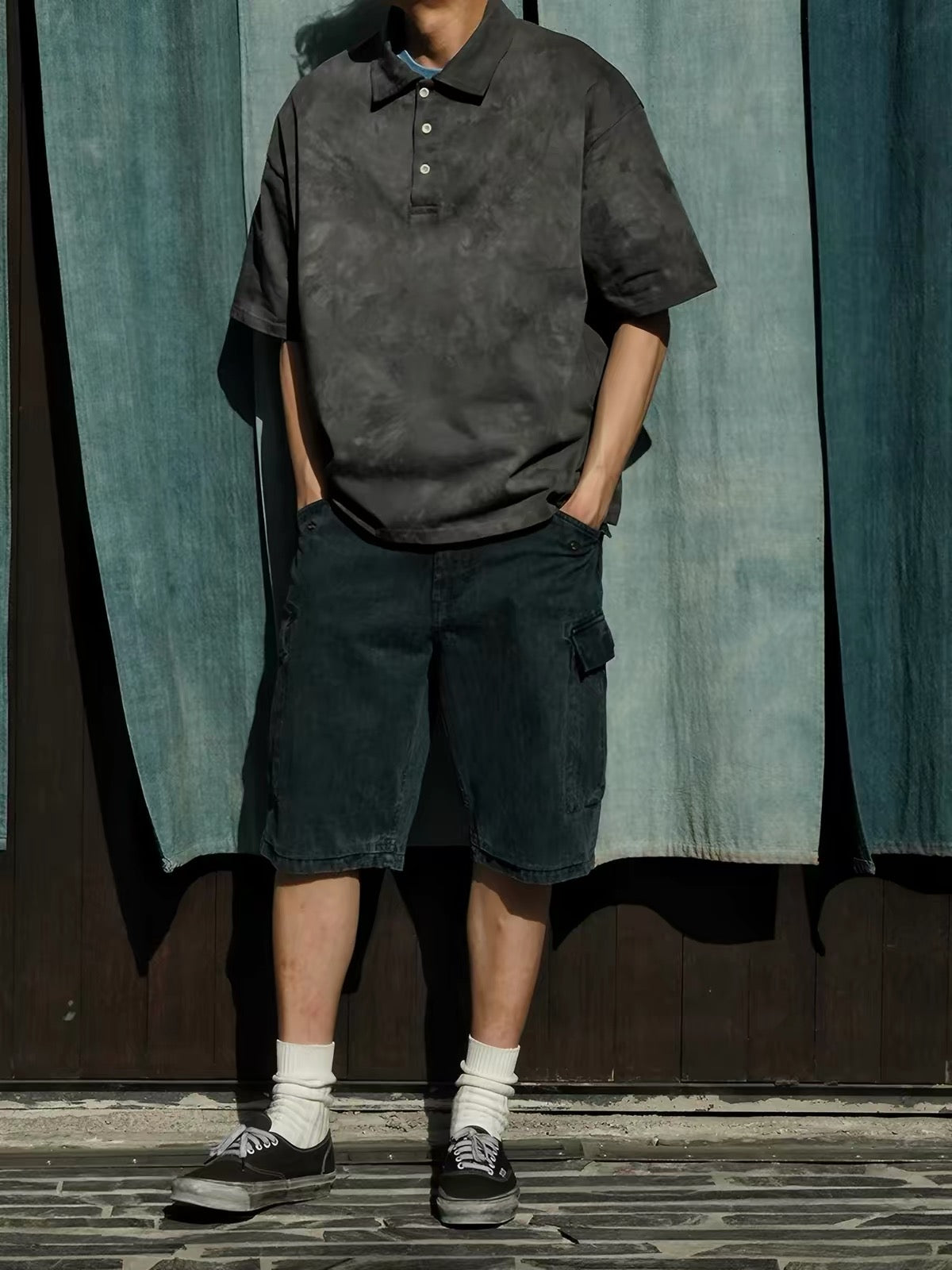 Botanical Cloud-Dye Oversized Polo