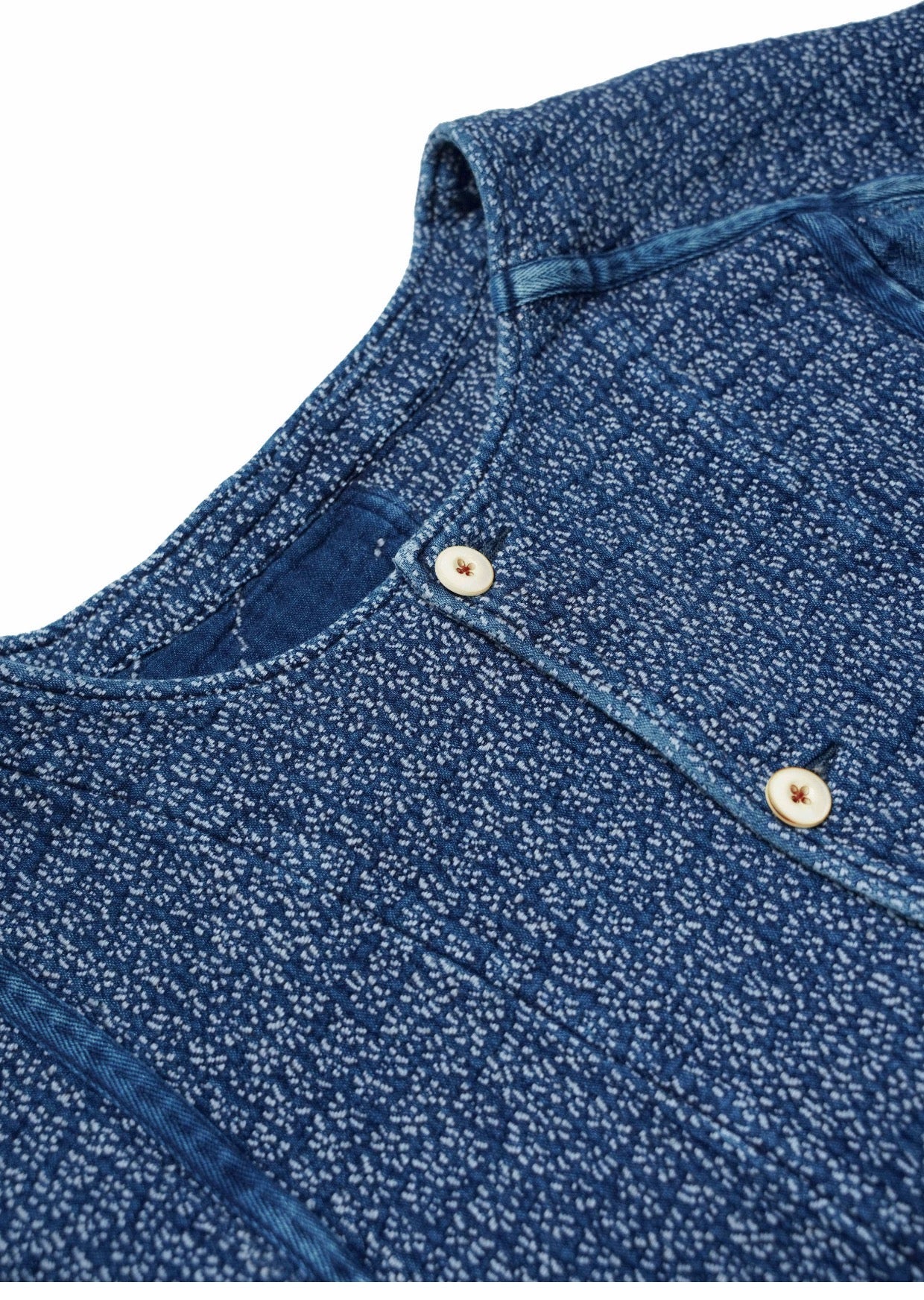 Indigo Dye Sashiko Cherry Blossom Collarless Jacket