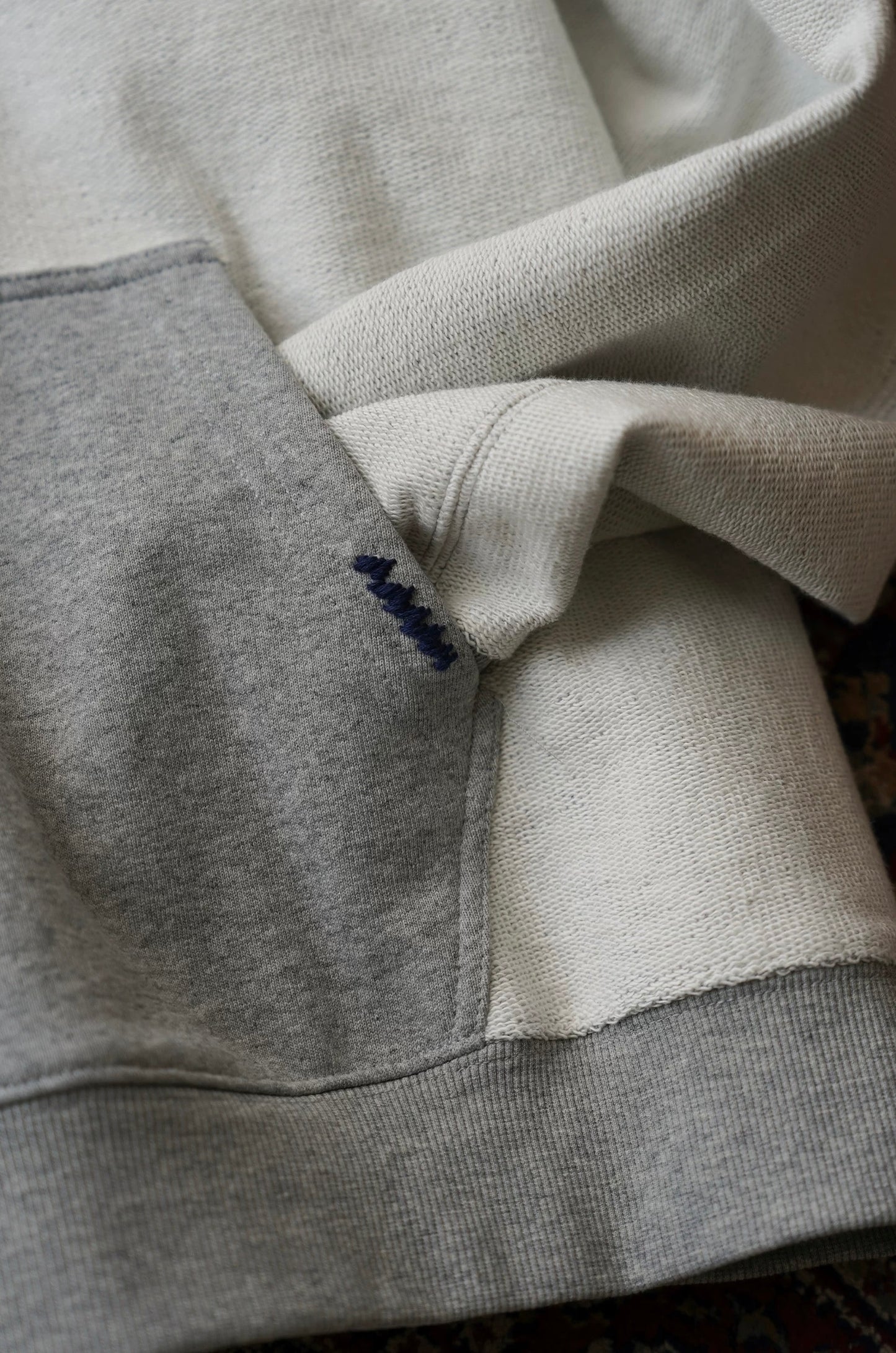 Grey Sashiko Patchwork Hoodie
