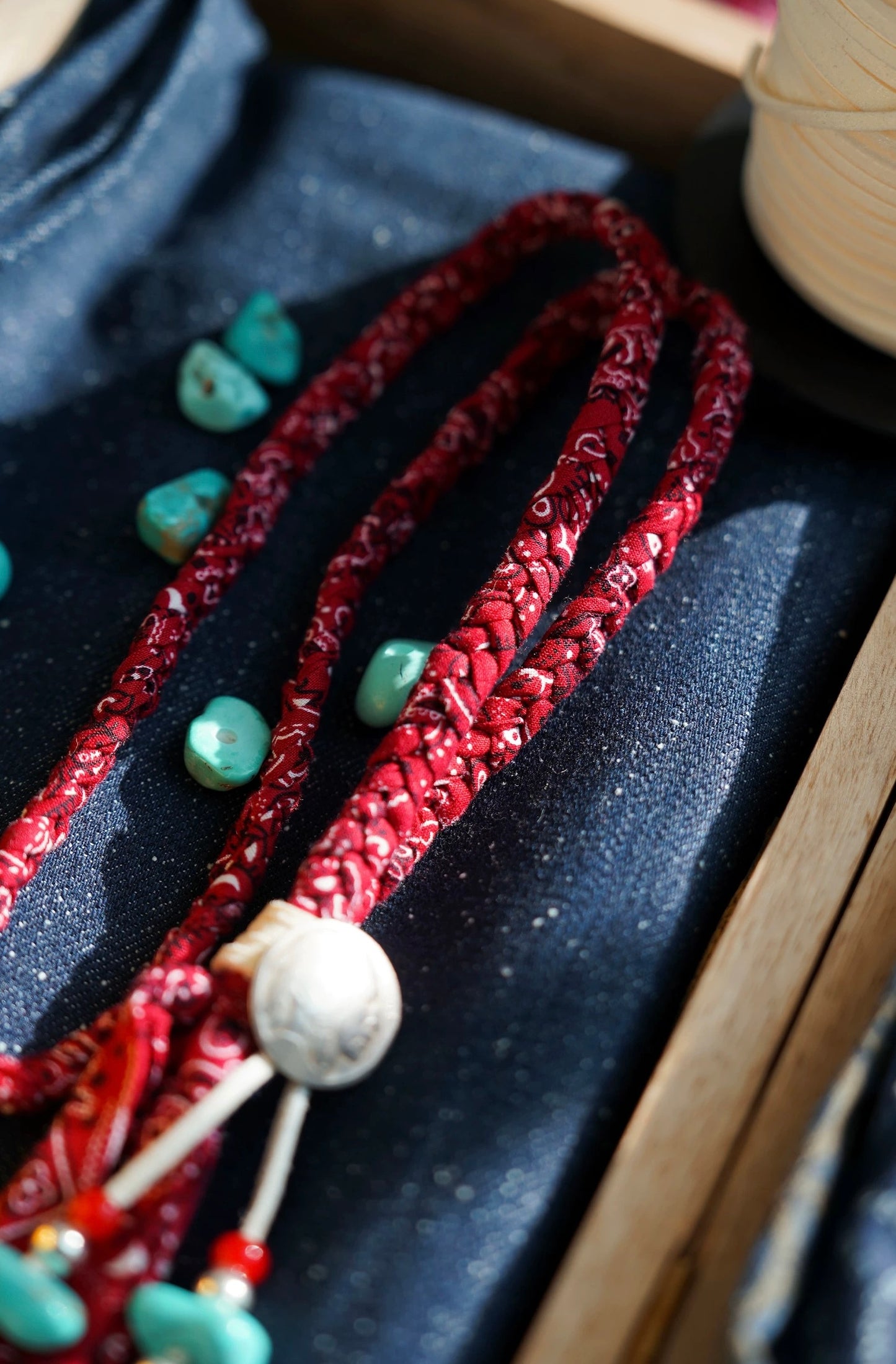 Handwoven Bandana & Turquoise Necklace