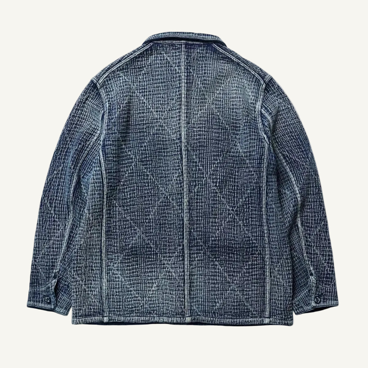 Indigo Dye Stonewashed Sashiko French Work Jacket