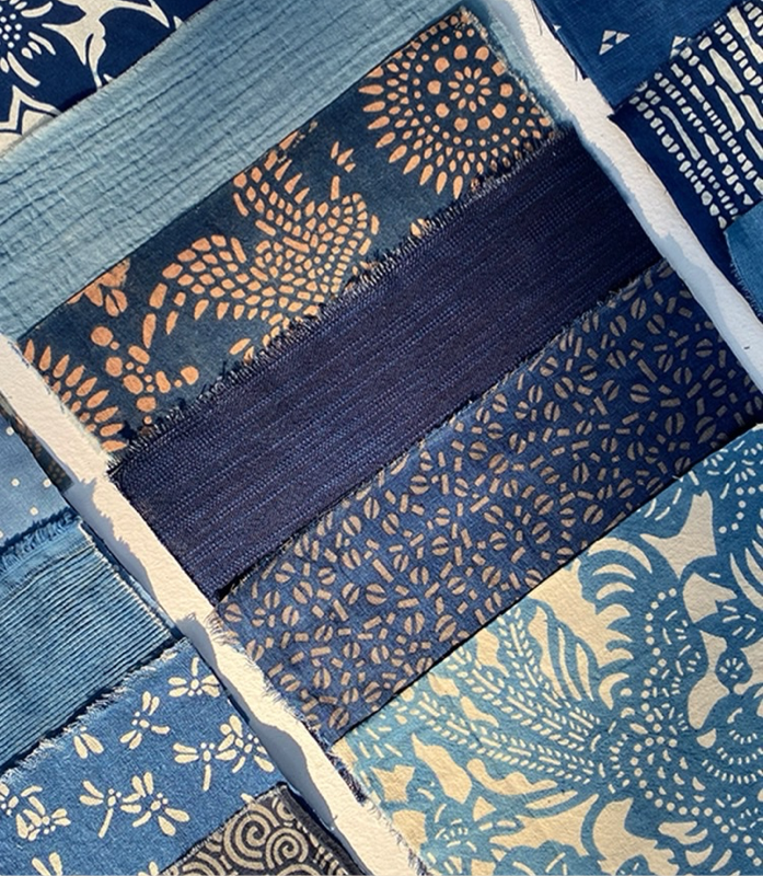 Indigo Dye Fabric Scraps Bundles