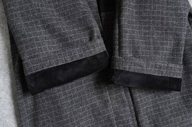 Checked Herringbone Noragi Coat