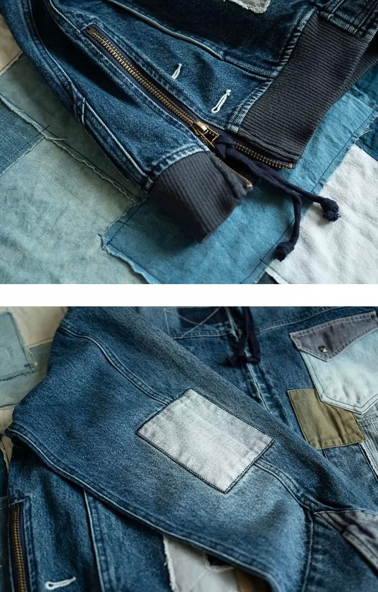Denim Patchwork Sashiko Jacket