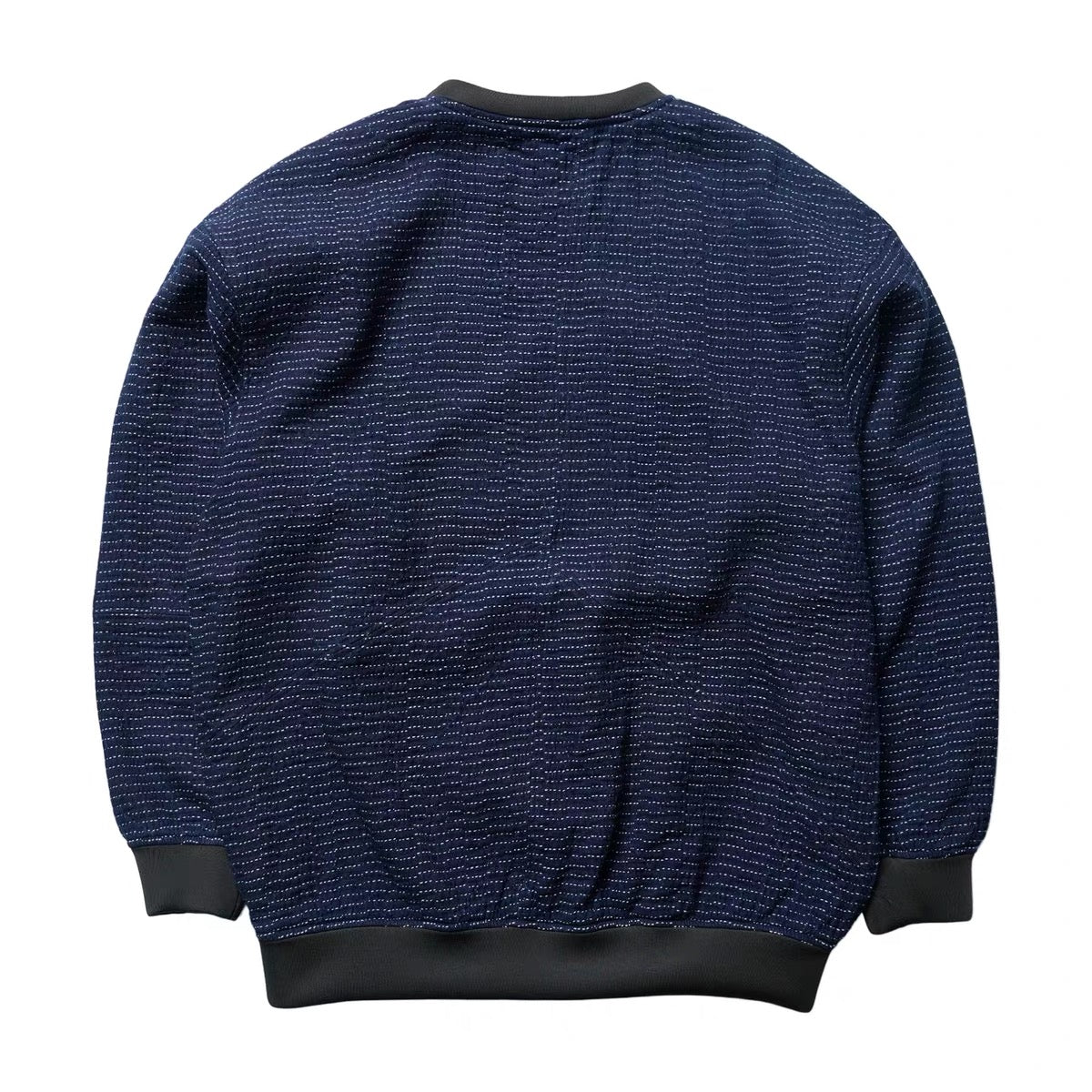 Indigo Dye Running Stitch Sashiko Crewneck