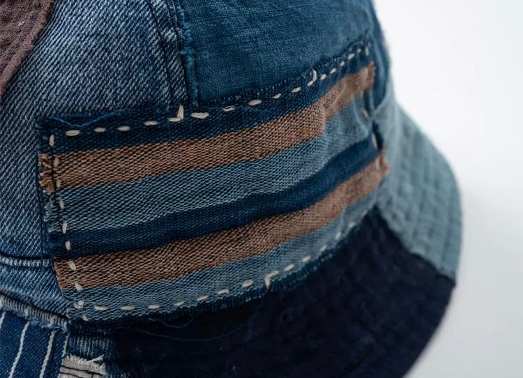 Sashiko Patchwork Bucket Hat