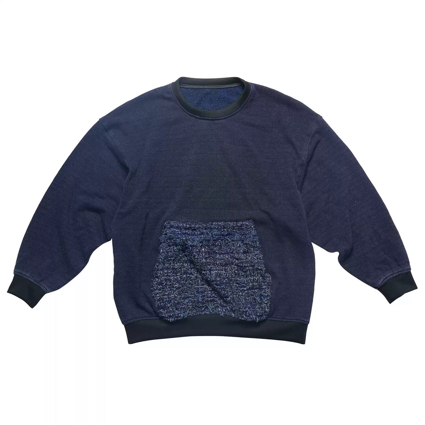 Indigo Dye Retro Washed Batwing Sweatshirt