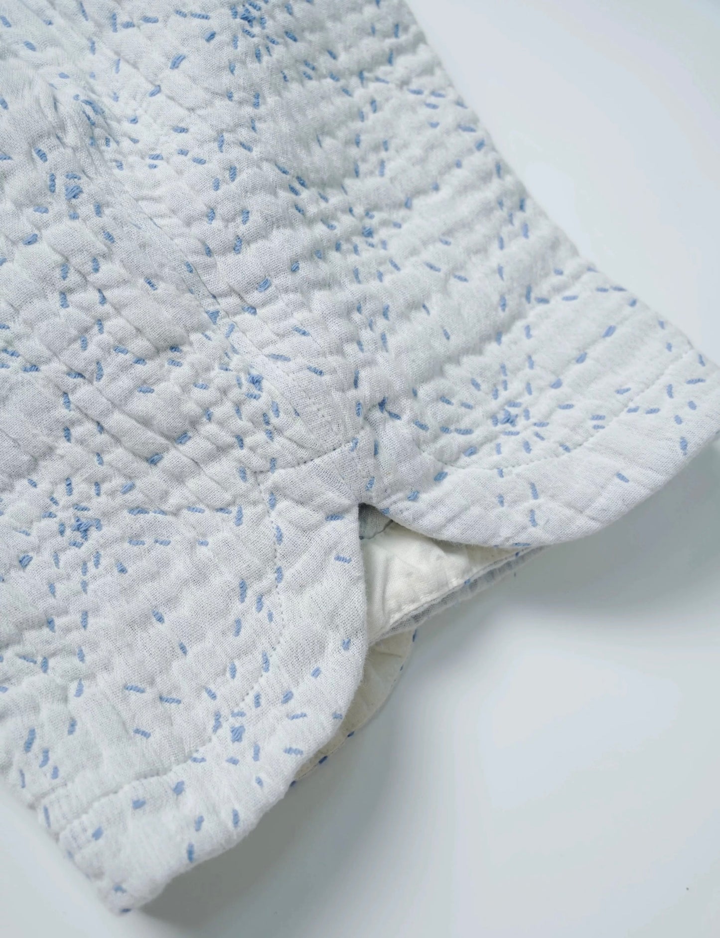 White Sashiko Starry Night E-Waist Shorts