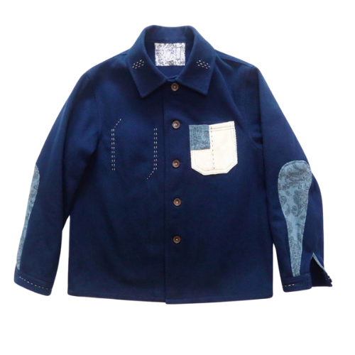 Indigo Dye Kendo Sashiko Bandana Patchwork Jacket