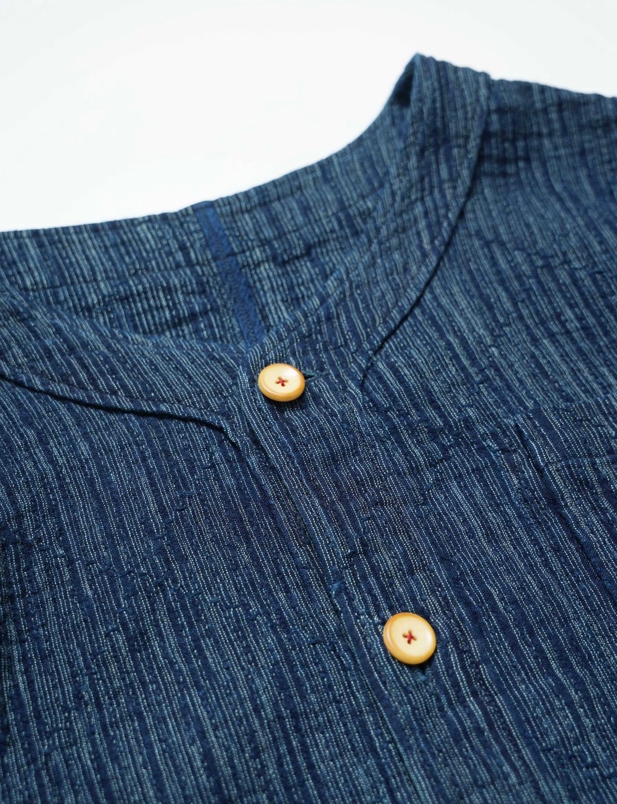 Indigo Dye Sashiko Reversible Baseball Shirt