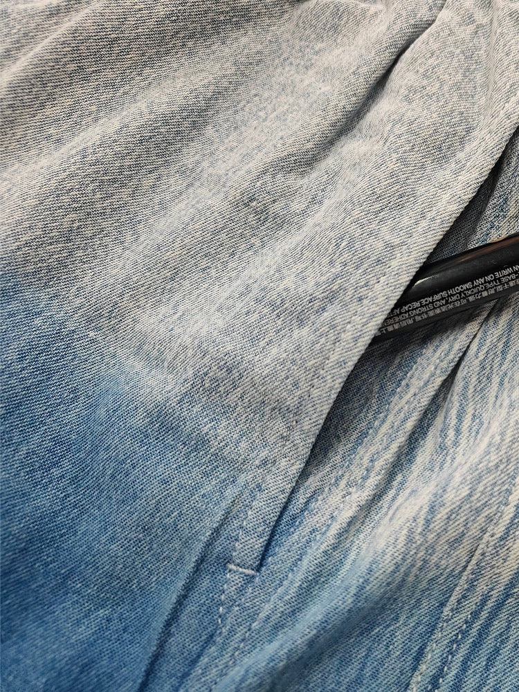 Indigo Dye Faded Elastic Waist Beach Shorts