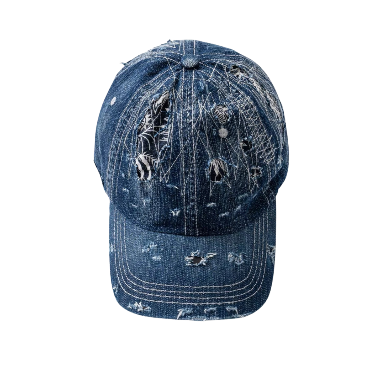 Indigo Dye Distressed Denim Cap
