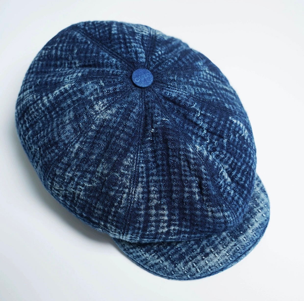 Indigo Dye Sashiko Heavy Wash Newsboy Cap