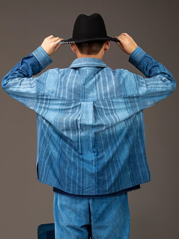 Indigo Dip Dye Faded Corduroy L/S Shirt