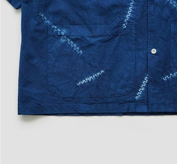 Indigo Tie Dye Aloha Shirt