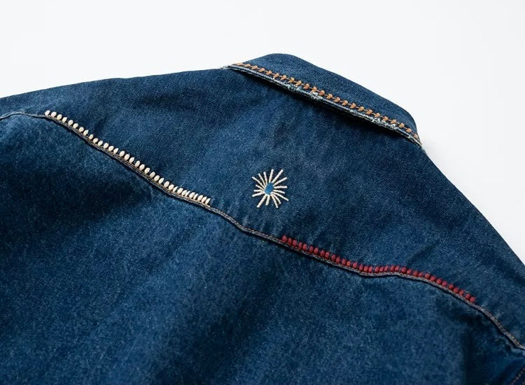 Denim Sashiko Folk Jacket