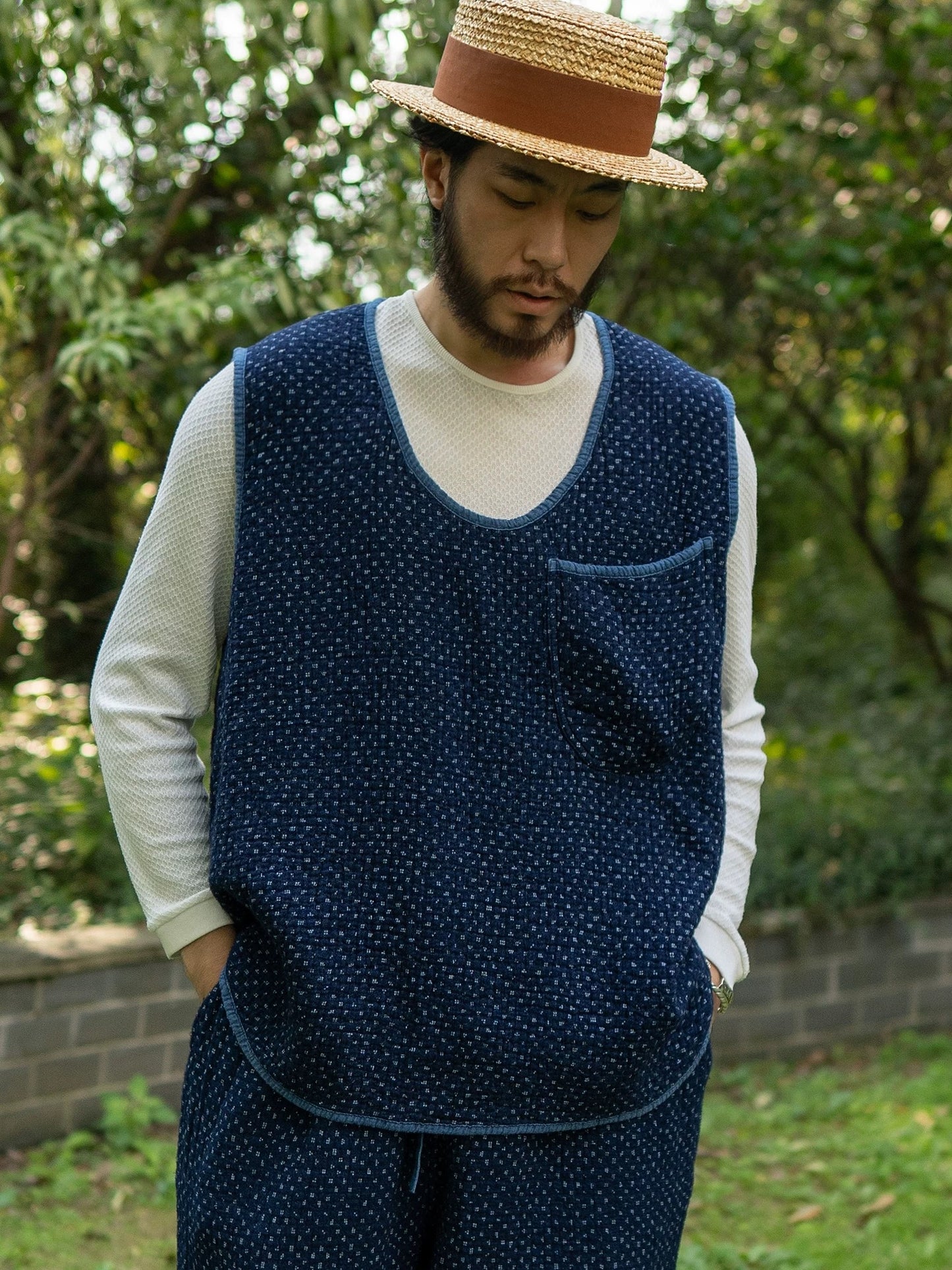 Indigo Dye Sashiko City Vest