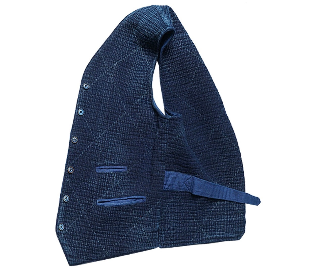 Indigo Dye Sashiko Multi-Pockets Vest