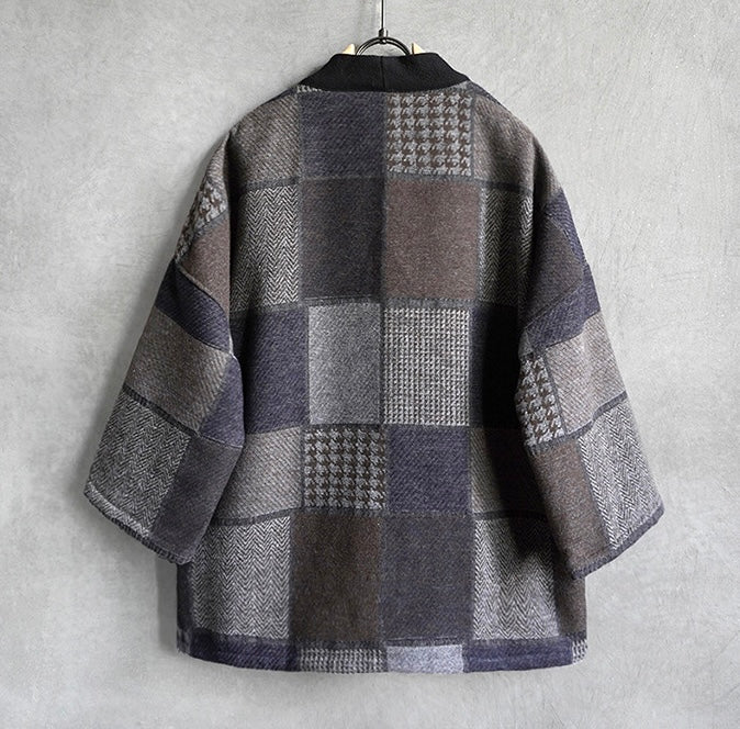 Checked Patchwork Flannel Noragi Jacket