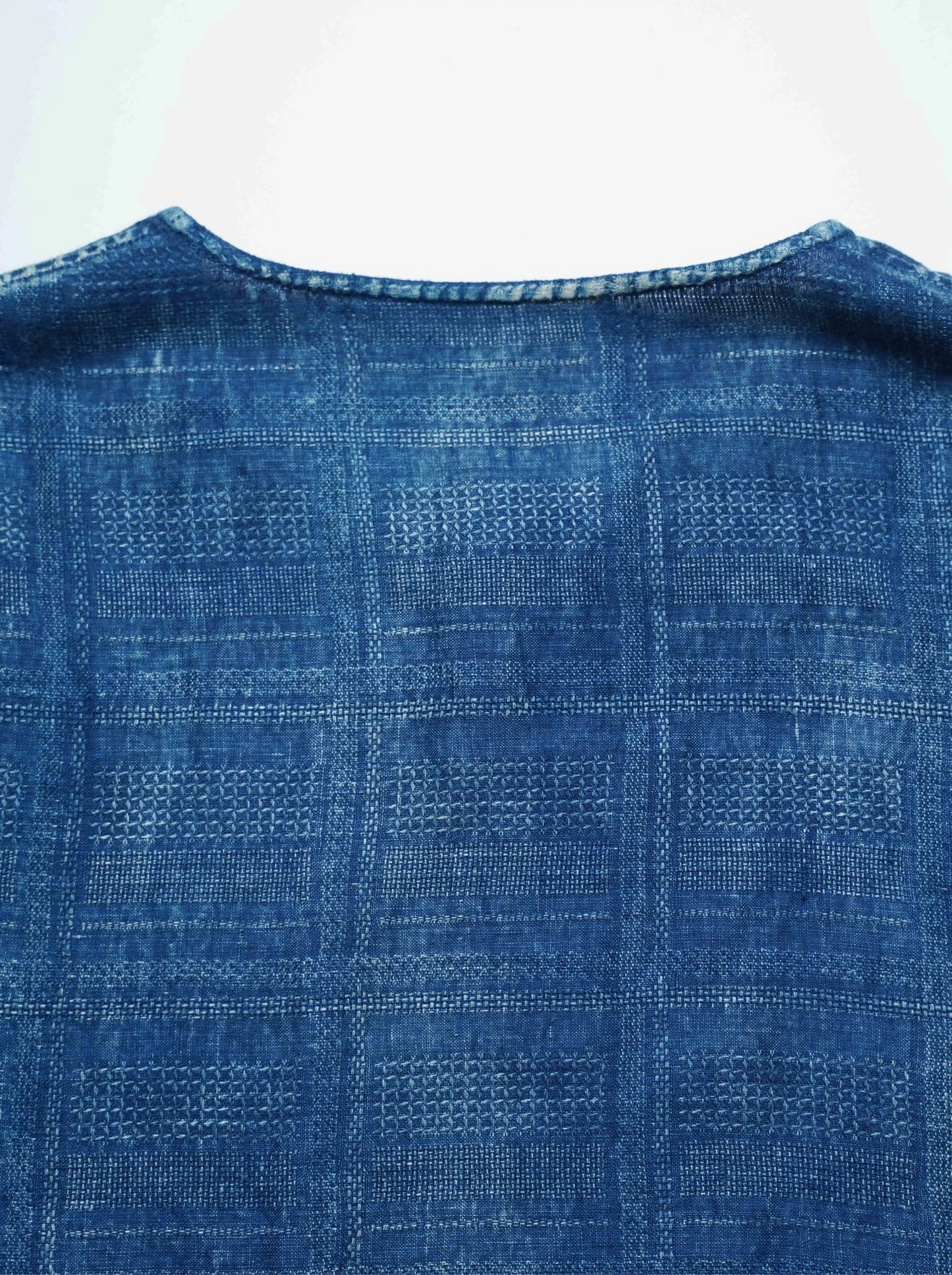 Indigo Dye Linen Henley Shirt