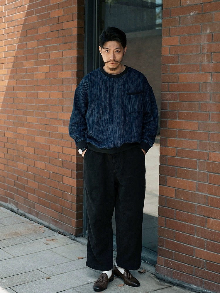 Indigo Dye Sashiko Worker Sweatshirt