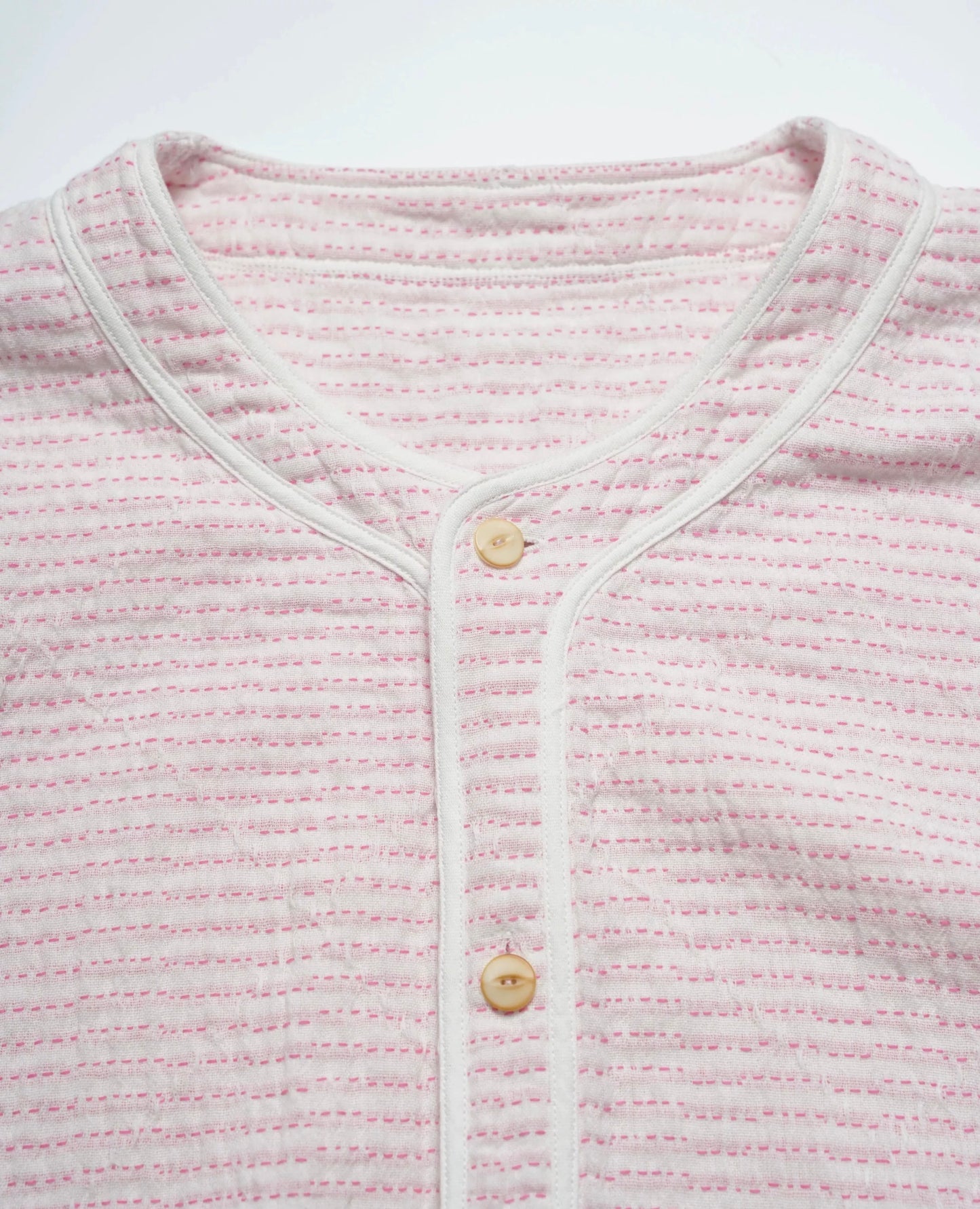 Pink Sashiko Baseball Shirt