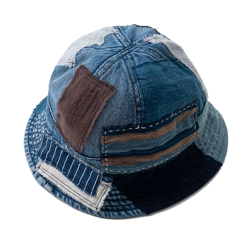 Sashiko Patchwork Bucket Hat