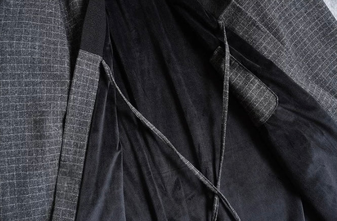 Checked Herringbone Noragi Coat
