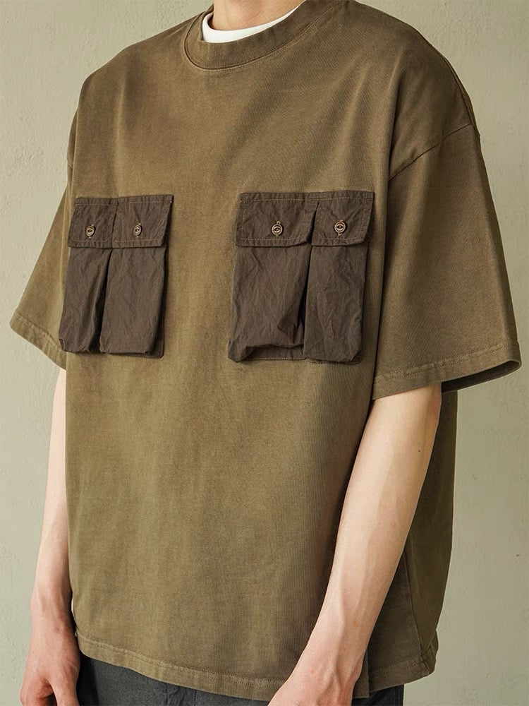 Walnut Extract Dye Four Pockets T-Shirt