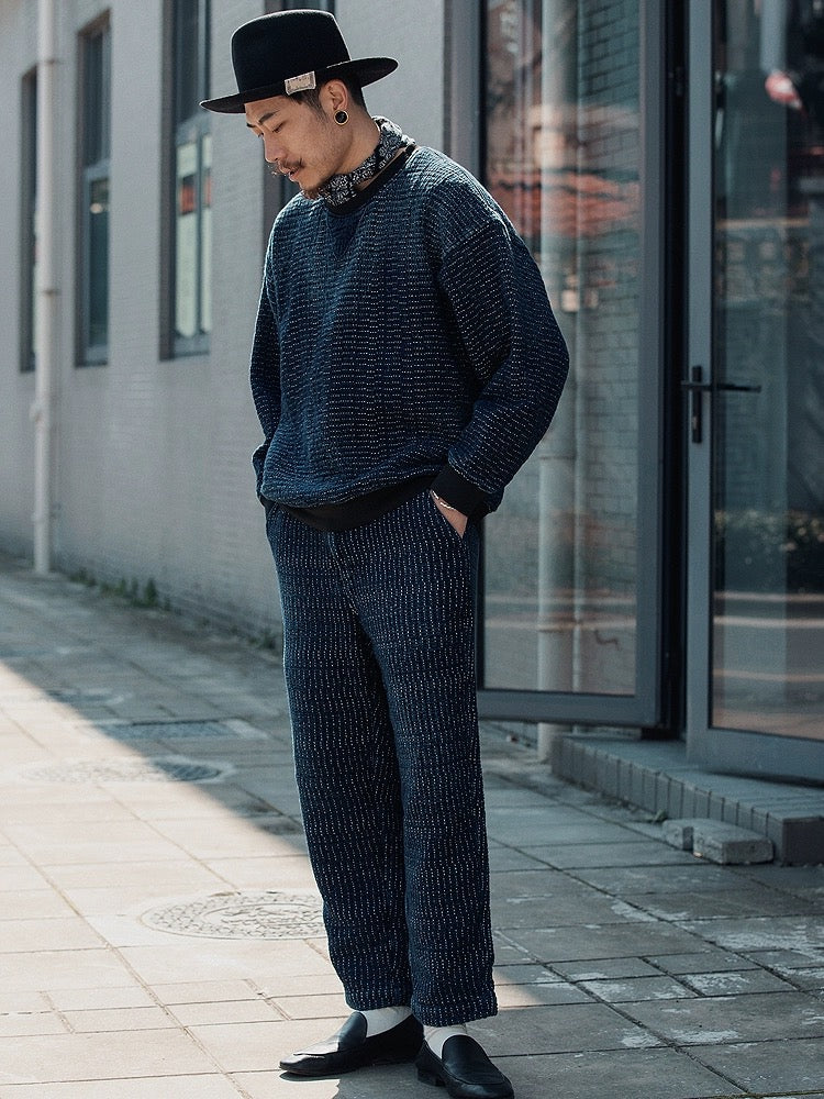 Indigo Dye Sashiko Tapered Pants