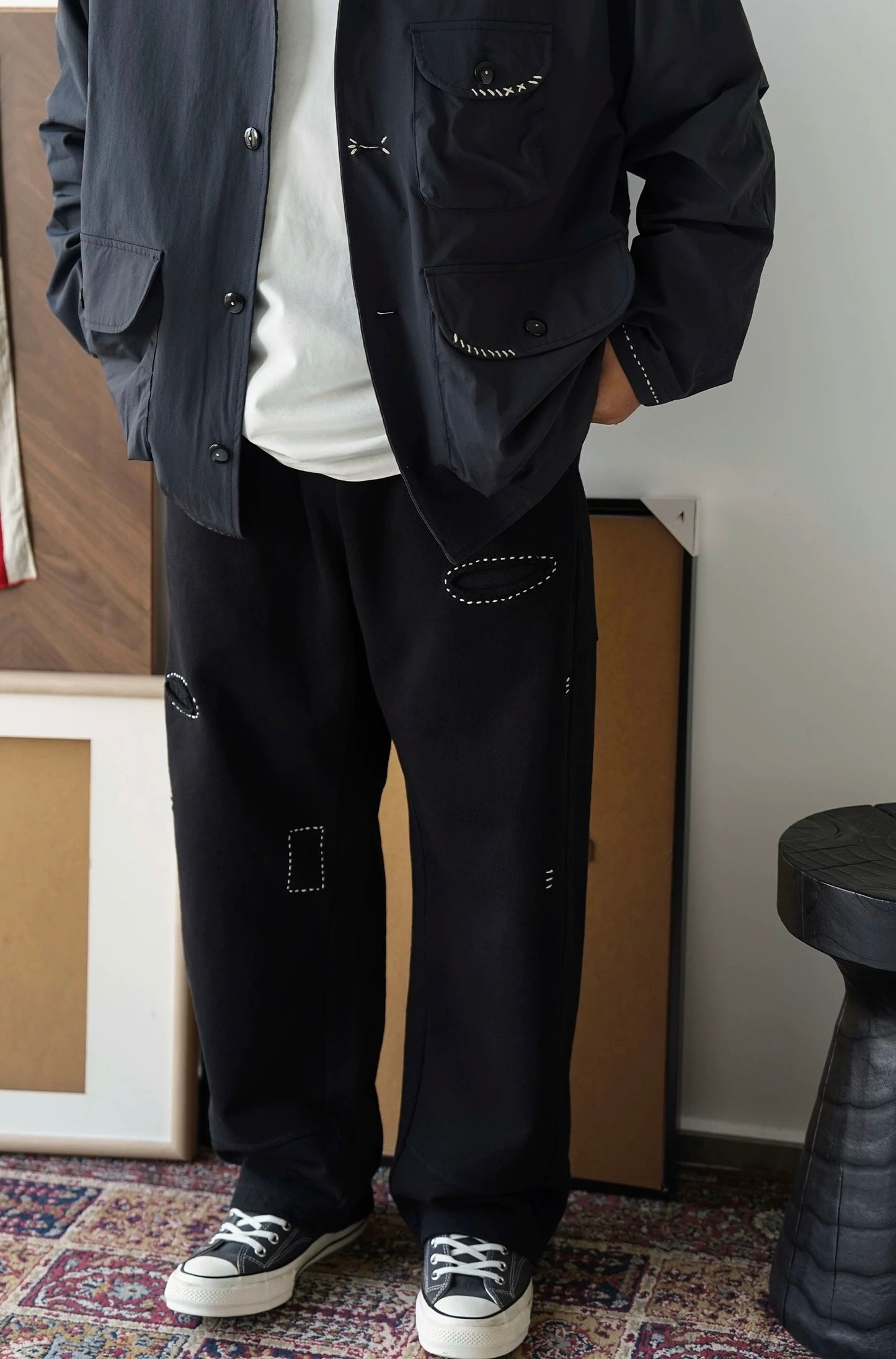 Sashiko Embroidered Sweatpants