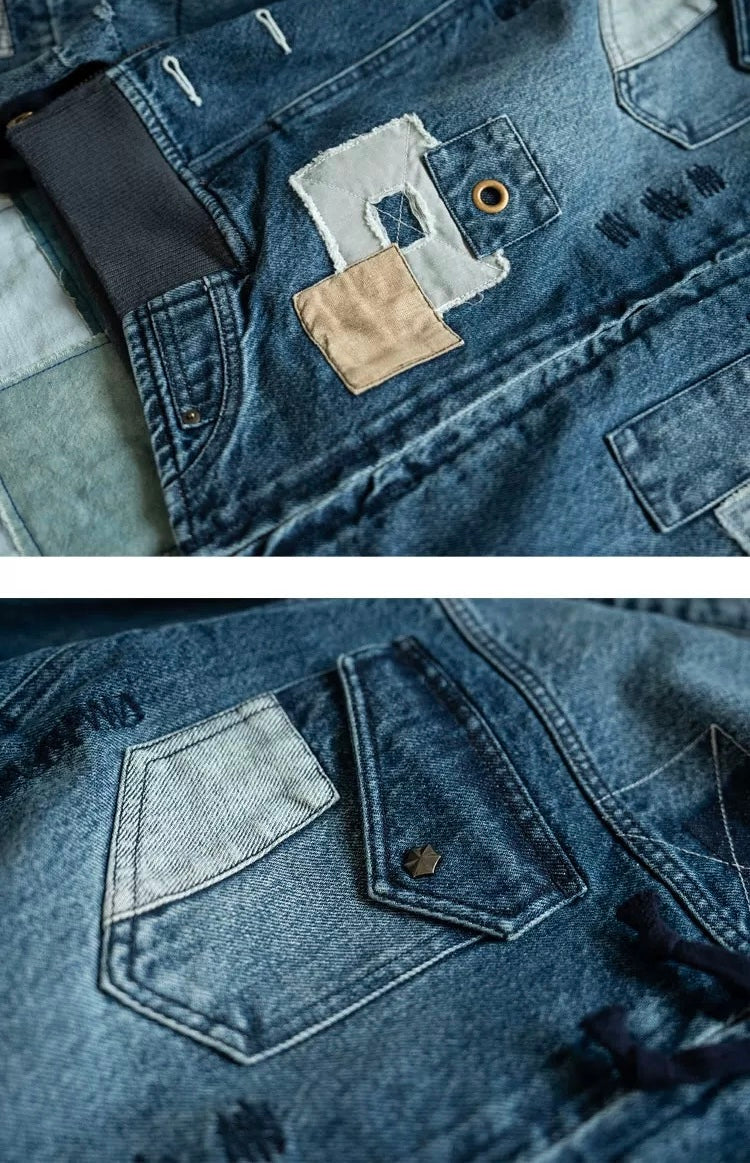 Denim Patchwork Sashiko Jacket